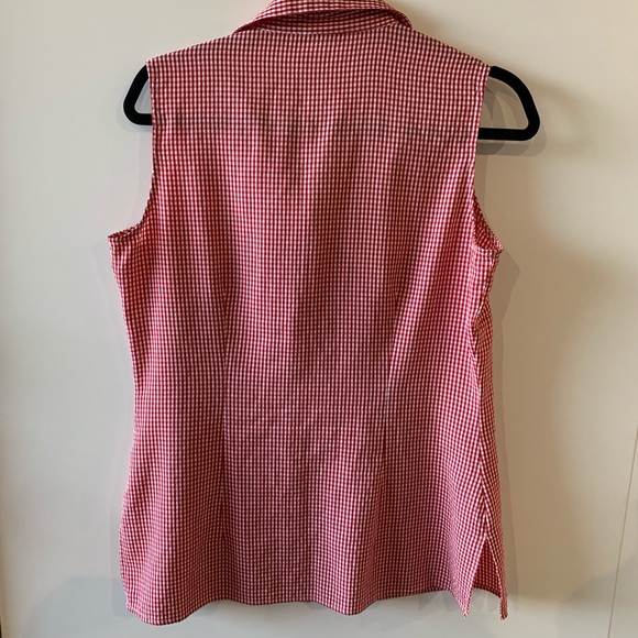Red Sleeveless Gingham Blouse - Picture 2 of 3